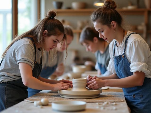 Gründer oder Kernteam bei der Arbeit in der Keramikwerkstatt von Echoglas
